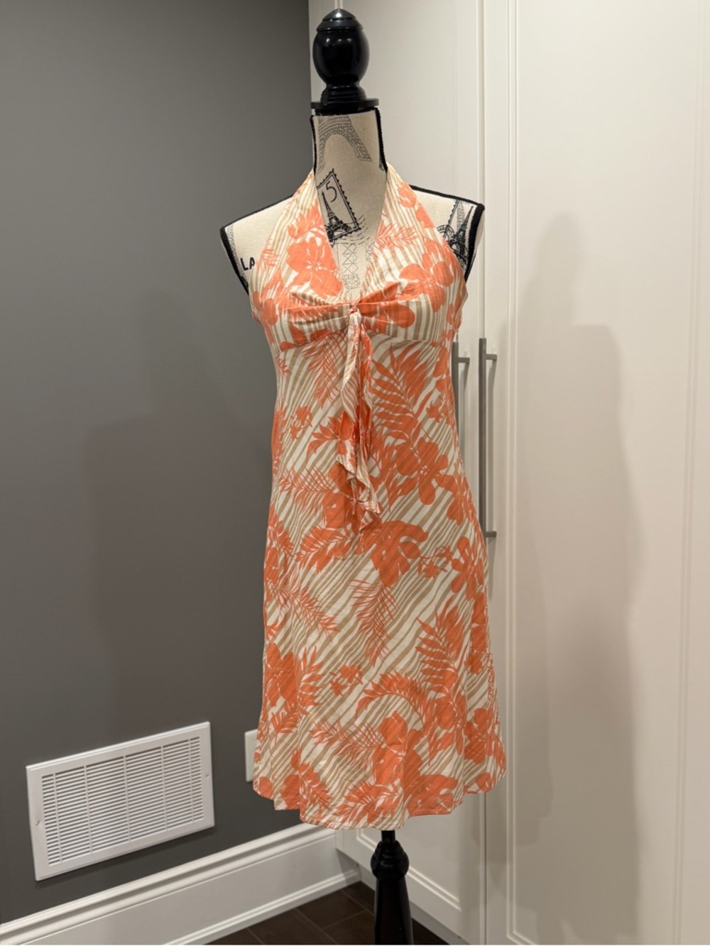 Vintage GAP Orange Floral Halter Sun Dress